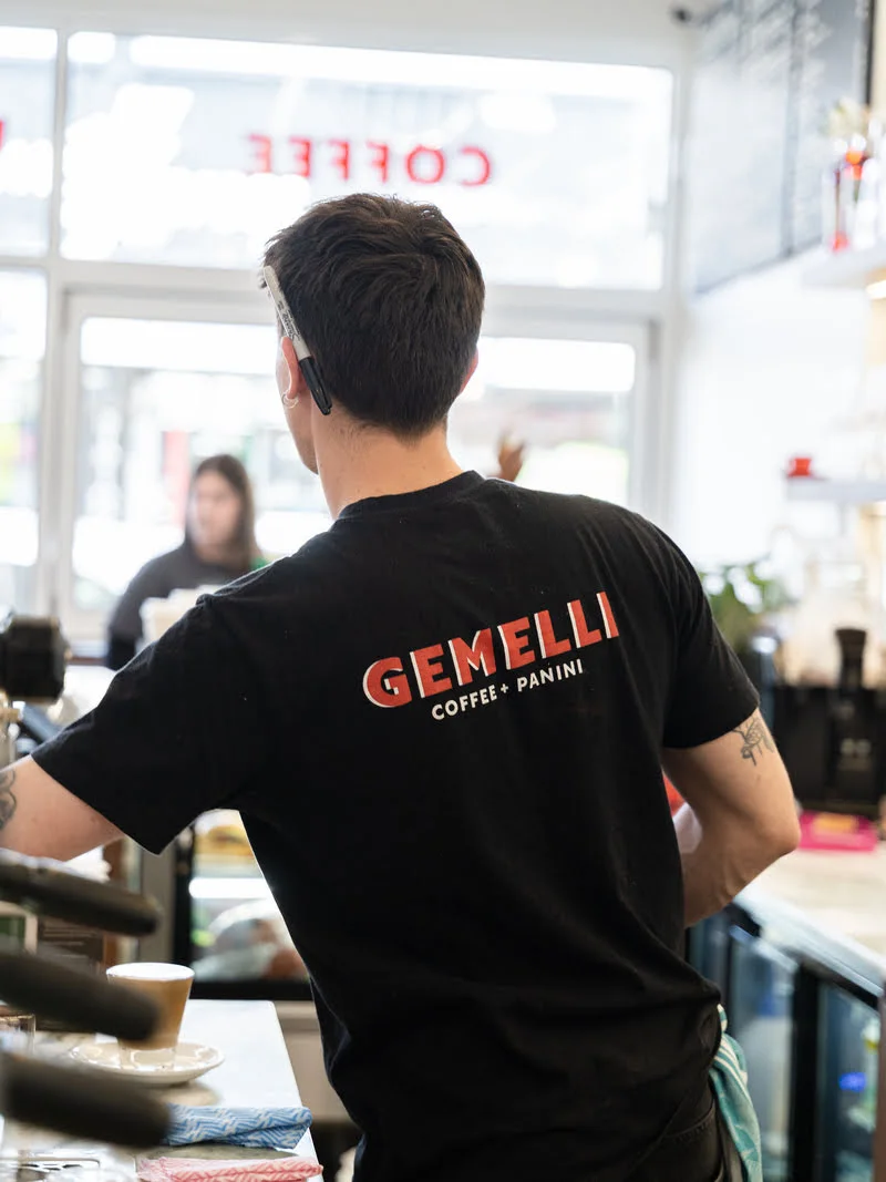 Jason at Gemelli Coffee and Panini, Ivanhoe