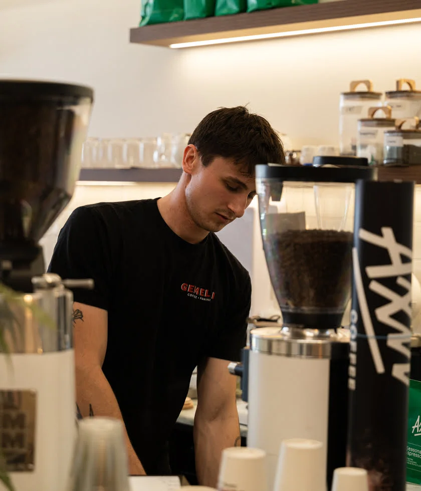 Jason behind the counter at Gemelli